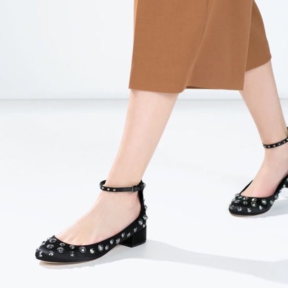 Zara Shoes - NWT Zara black studded ballerinas